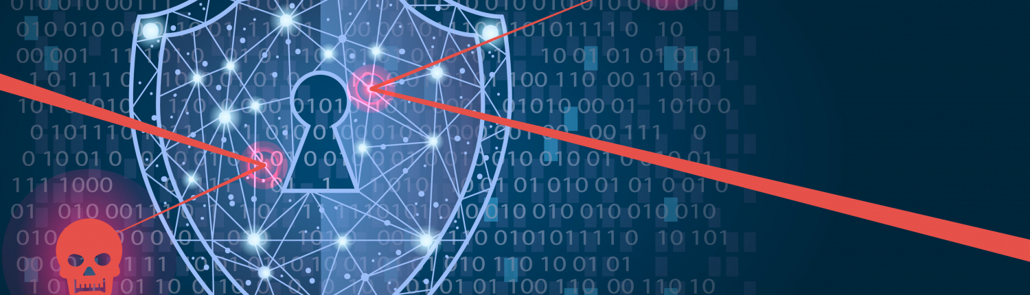 Cyber security concept: Shield on digital data background. illustration